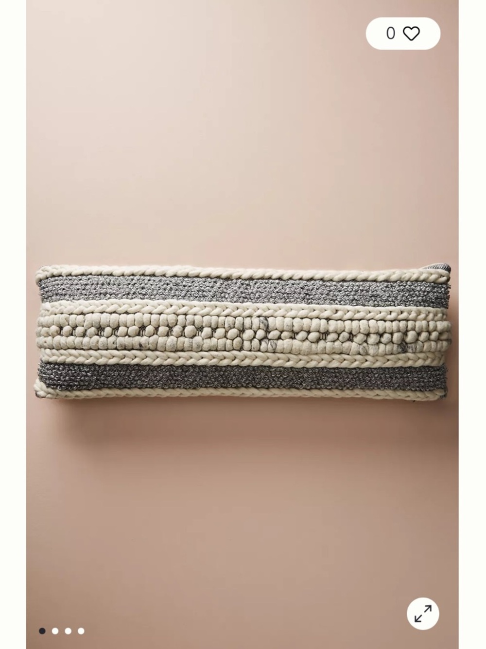 Anthropologie Braided Knit Lumbar Pillow - Cream and Gray